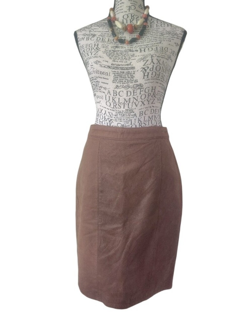 VTG 70s Brown Leather Suede High Waist‎ Midi Pencil Skirt SZ 10 *Medium Boho
